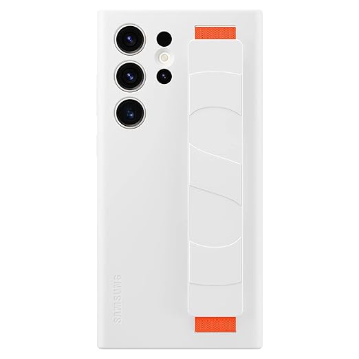 SAMSUNG GALAXY S23 ULTRA SILICONE GRIP CASE 3 Samsung Galaxy S23 Ultra Silicone Grip Phone Case, Protective Cover for Mobile W/Silky Smooth Texture, Detachable Strap, Us Version, Ef-Gs918Twegus, White