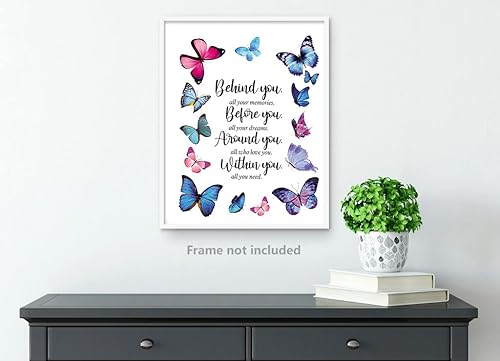 Miniatura 3 de Póster de pared con citas inspiradoras de mariposas, póster de Behind You All Your Memories, regalos de graduación de Gtizry para hija, regalos