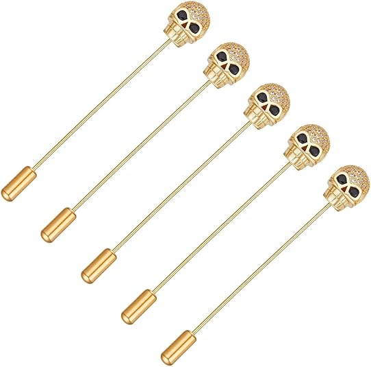 BENECREAT 5pcs 2.95inch Skull Brooch Pin with Rhinestone Accents, Stainless Steel Fashion Brooch for Suit Jacket Decoration