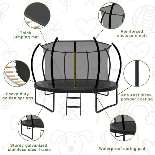 Trampoline Outdoor 14FT with Safety Enclosure Net and Ladder, ASTM Approved Recreational Trampoline for Kids and Adults, Rust-Resistant Frame - Image 5