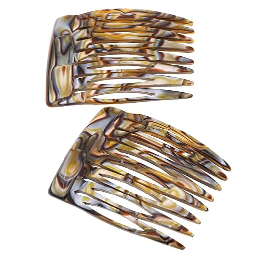 Camila Paris CP2332/2 French Hair Side Comb Handmade Onyx, Small French Twist Hair Combs Decorative, Strong Hold Hair Clips for Women Bun Chignon Up-Do Styling Girls Hair Accessories, Made in France
