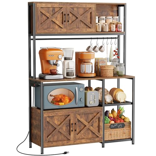 Huuger Large Bakers Rack with Cabinets