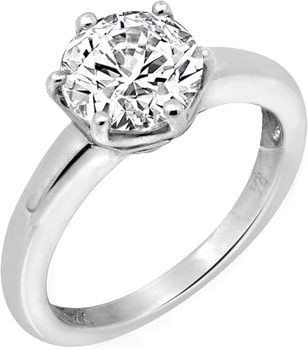 Tienda Collection Platinum or Gold Plated Sterling Silver Round Cut Solitaire Ring Made with Infinite Elements Zirconia