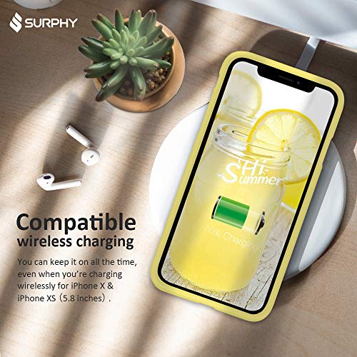 Surphy Silicone Case Compatible With Iphone Xs Case Iphone X Case 5.8 Inch, Liquid Silicone Phone Case (With Microfiber Lining) For Iphone Xs 2018 / Iphone X 2017 (Yellow) #TOP3