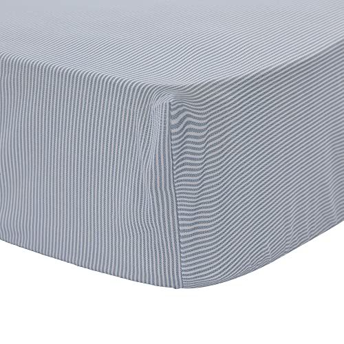 Image of Levtex Baby - Boho Bay Crib Bed Set - Baby Nursery Set - Navy, Blue, Grey and White - Under The Sea - 5 Piece Set Includes Quilt, Two Fitted Sheets, Wall Decal & Skirt /Dust Ruffle