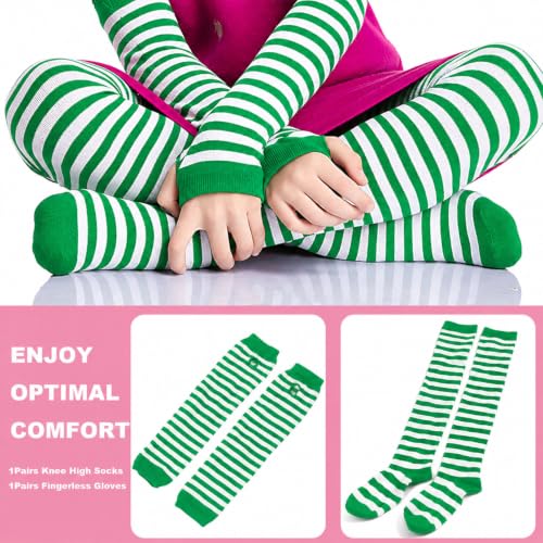 Image of Black and White Striped Arm Leg Warmers Sleeves Set Rainbow Socks Knee High Fingerless Gloves Hand Thigh Warm