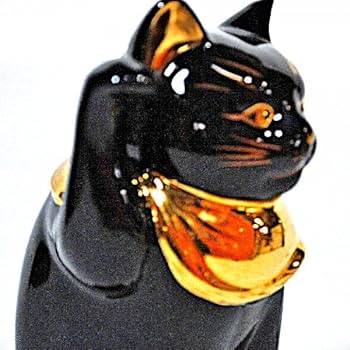 招き猫 江戸猫 19cm 右手 黒猫 瀬戸焼 Amazon.co.jp: 瀬戸焼 招き猫 日本製 江戸猫ブラック本金（小