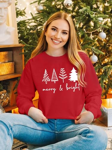 Christmas Sweatshirts for Women Funny Christmas Tree Xmas Cute Graphic Long Sleeve Shirt