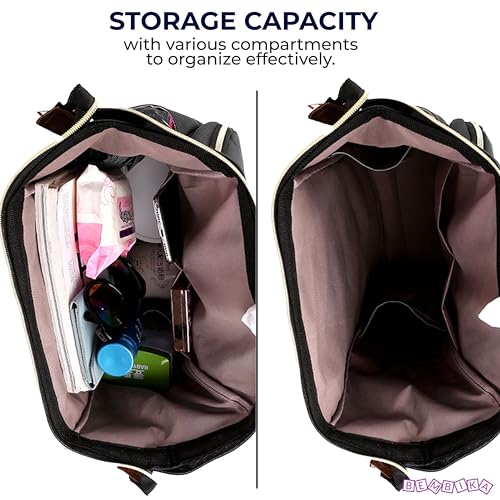 Image of BEMBIKA Diaper Bags for Mom and Dad, Diaper Bags for mom and Baby, Mummy Bag for Multi-Function Waterproof and Large Capacity Printed Leaf Design