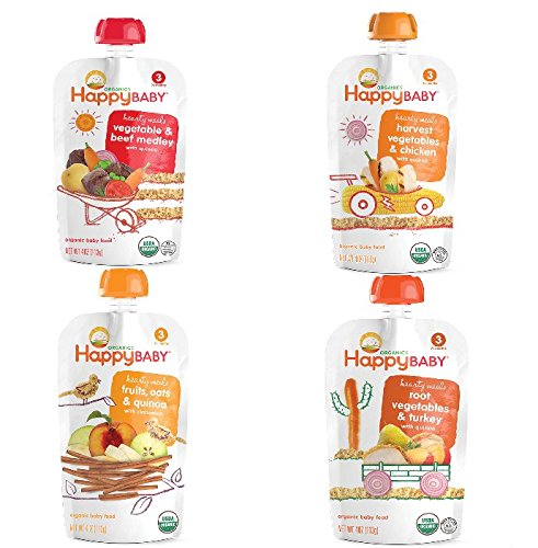 Happy Baby Organic Baby Food Stage 3 Hearty Meals Variety Pack, 4 oz Pouches, 16-Count - //coolthings.us