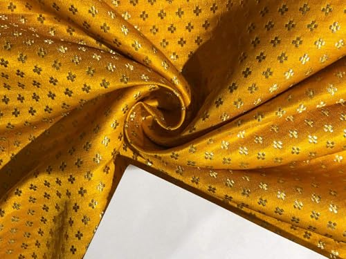 Tissu brocart jacquard BRO979A vert foncé et mangue or