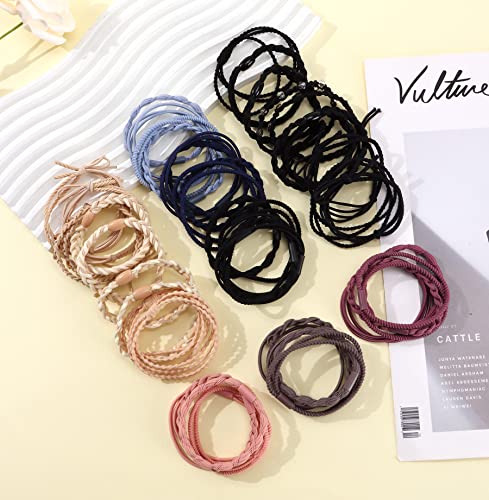 Mozaka 44Pcs Hair Ties Bracelet Boho Hair Tie For Women Thick Hair Morandi Cute Braided Hair Elastics Bands Hair Ponytail Holder For Thin Long Curly Hair #TOP2
