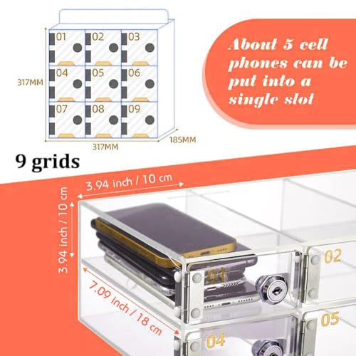Gabinete transparente con cerradura para el control de móviles en aula 3