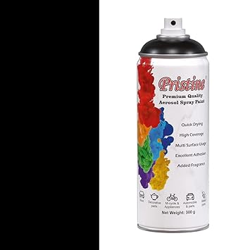 Pristine DIY, Multipurpose, Quick Drying Aerosol Spray Paints with Gloss Finish For Metal, Wood, Walls and Plastic 300gm(400 ml) Black Gloss