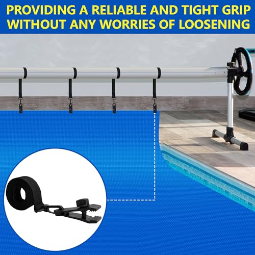 codree 24 Pcs Pool Solar Cover Reel Attachment Kit, Inground Swimming Pool Solar Cover Straps and Clips, Solar Blanket Strap Kit Including 8 Straps with Hooks, 8 Clips and 8 Touch Fastener by codree - Image 6