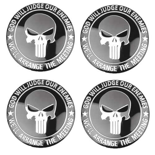 ZHjuju Cache-moyeux Universel en Forme de Tête de Mort,4 pièces Cache-Moyeux Le Crâne Voiture Cache Moyeux Capuchon de Jante de Capuchon de moyeu de Roue de...