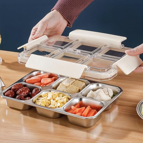 Contenedor de almacenamiento de alimentos con 6 compartimentos para evitar mezclas 7