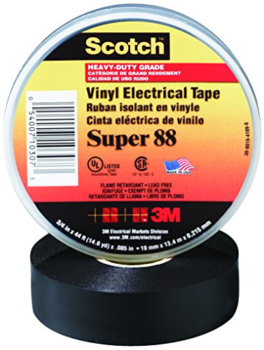 Ship Now Supply Super 88 Electrical Tape, 1 1/2' x 44', Black, 10/Case, 3M Stock# 7000058433
