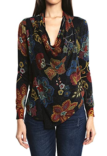 Desigual Jers_Celia Chaqueta Punto, Azul (Marino 5001), Medium para Mujer