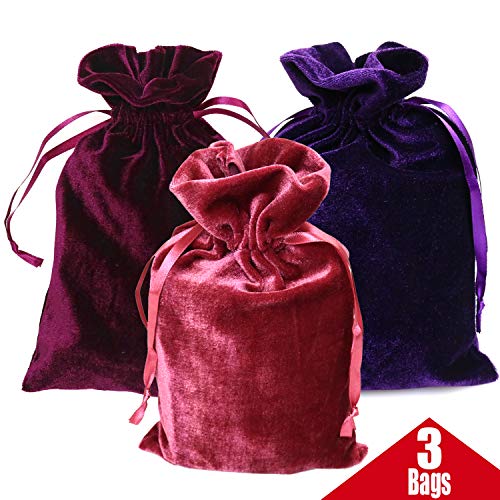 GIFTEXPRESS Pack of 3 Velvet Tarot Rune Bag, Purple, Ross, Wine 6