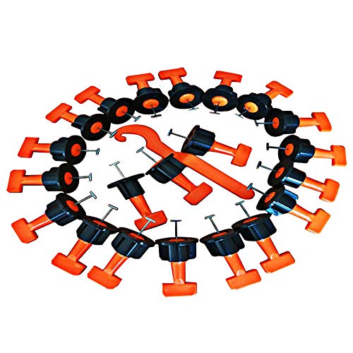 LXQ Junta de nivelación para baldosas, Sistema de medición de Nivel de baldosa con Llave Especial, Kit de Sistema de medición de Nivel de baldosa Reutilizable - (50 Juegos de Clips)