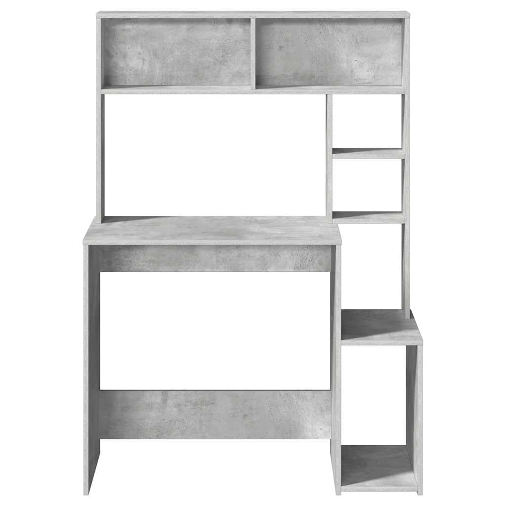 Scrivania con ripiano grigio cemento, 100 x 45 x 140 cm, in legno, grande scrivania da ufficio con spazio di archiviazione, versatile come tavolo da gioco o scrivania per computer, utilizzabile per