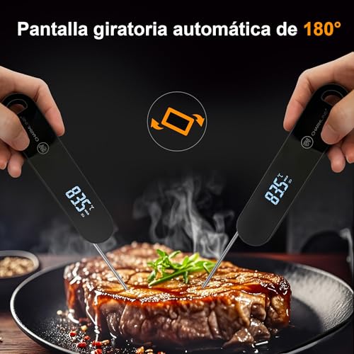 Miniatura 4 de Charmline Termometro Cocina De Alta Precisión, Lectura Instantánea En 0,5 S, Precisión 0,3 C, Termómetro Para Carnes, Horneado Y Parrilla, Pantalla Con Rotación Automática De 180