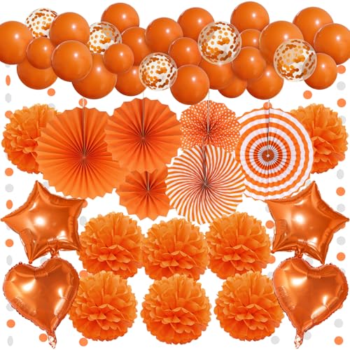 Orange Party Decorations, Paper Pompom Balloon Garland Orange Party Supplies for Halloween Decorations Women Girls Birthday Wedding Graduation Christmas Engagement Party Decorations