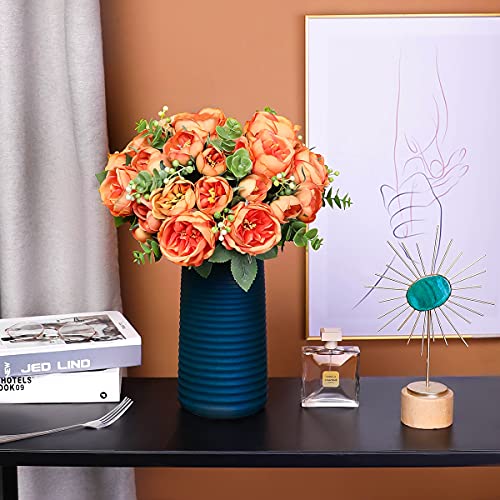 Luyue Artificial Peonies Flowers 2 Pack Silk Fake Peony Flower Arrangement For Wedding Bouquets Decoration Home Office Outdoor Floral Decor-Bright Orange #TOP3