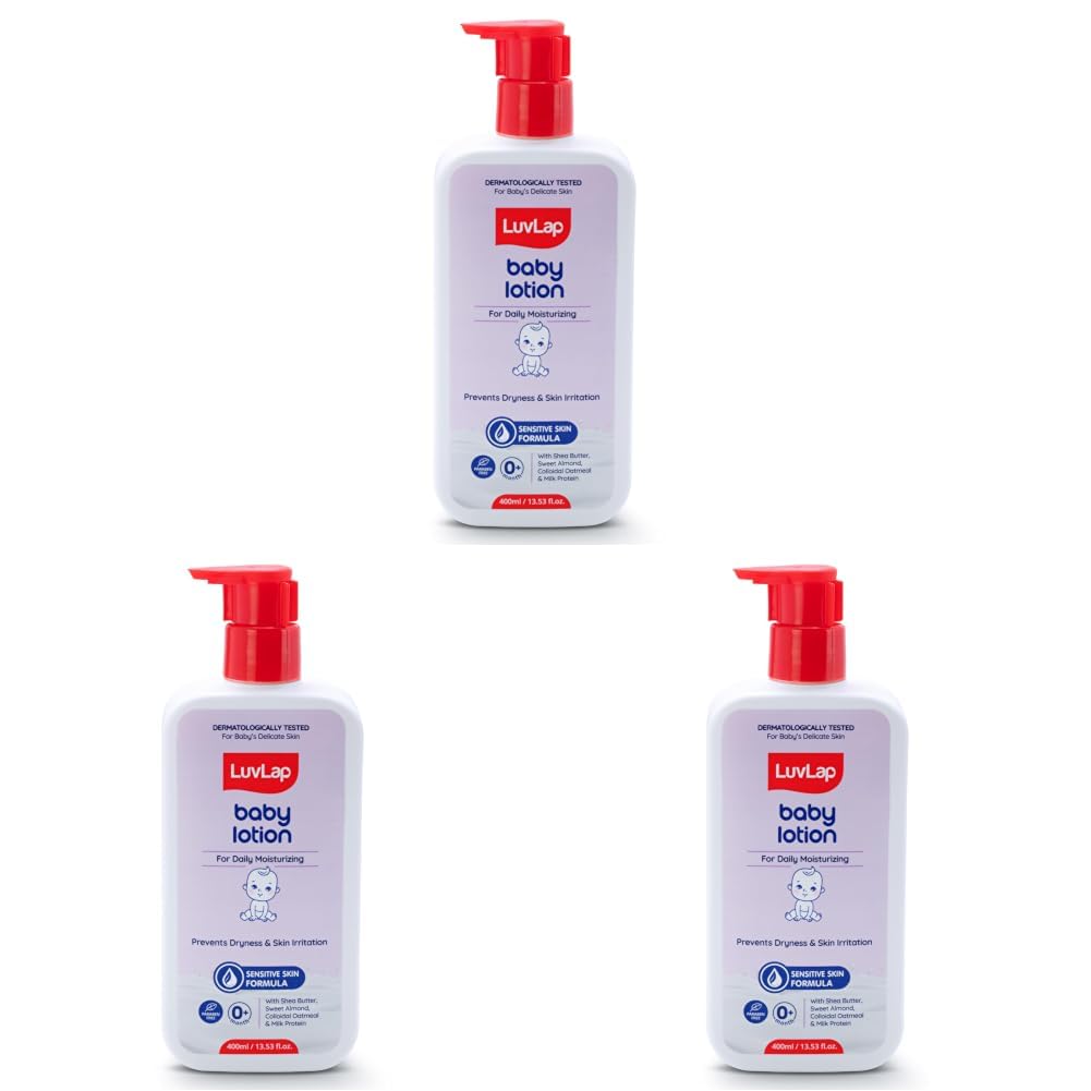 LuvLap Baby Lotion with Milk Protein - 400ml, Gentle Daily Lotion for Face & Body, 24 Hour Protection for Sensitive Skin, Ph 5.5, Shea Butter and VIT E, Paraben Free, Dermatologically Tested-image-10