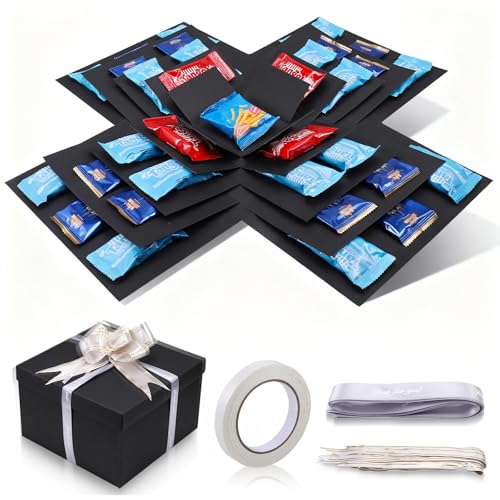 Zourglow 5 Capas Caja Sorpresa Regalo, DIY Explosion Surprise Box con Cinta Adhesiva + Cinta, Caja Sorpresa de Dulces Reutilizable para Navidad, Cumpleaños, Aniversario, Boda, San Valentín