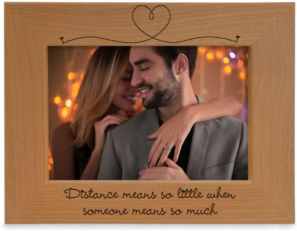 KATE POSH Distance means so little when someone means so much Wood Picture Frame - Engagement, Valentine's Day Gifts, Weddings, I Love You Gifts (5x7-Horizontal)