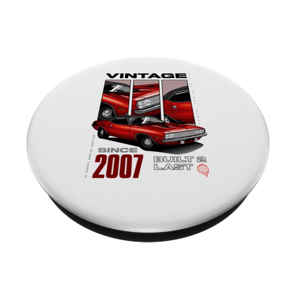 I'm Not Old I'm Classic Car Vintage Born In 2007 PopSockets Swappable PopGrip, Black - Image 2