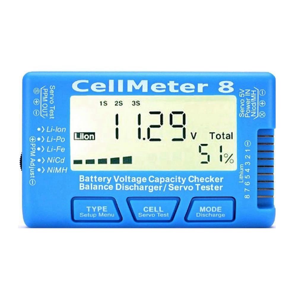 MRNHA RC CellMeter-8 1-8S Battery Capacity Voltage Test Meter for LiPo Life Li-Ion NiMH Nicd Cell Meter