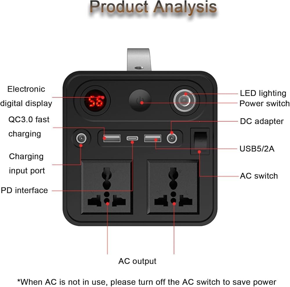 Centrale électrique portable - Batterie de secours haute capacité pour le camping, les aventures en plein air et les pannes de courant d'urgence, charge les ordinateurs portables et autres appareils