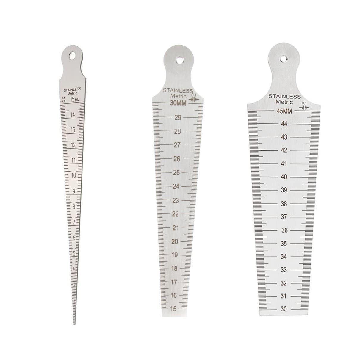 Stainless Steel Taper Gauge Set, 1-15mm, 15-30mm and 30-45mm, Welding Feeler Gap Hole Measurement Tool, Pack of 3-image-44