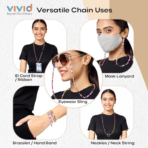 Image of VIVID vision Unisex Adult Eyeglass Holder Strap Cord | New Chain Adjust on Sunglasses | Anti-slip Retainer Lanyard String Eyewear Frame | Specs Mask Chain