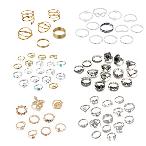 FUTIMELY 76Pcs Bohemian Knuckle Stackable Rings Set for Women Teen Girls Vintage Gold&Silver Rings Crystal Joint Midi Finger Rings Set Multiple Rings Pack FUTIMELY 76Pcs Bohemian Knuckle Stackable Rings Set for Women Teen Girls Vintage Gold&Silver Rings Crystal Joint Midi Finger Rings Set Multiple Rings Pack