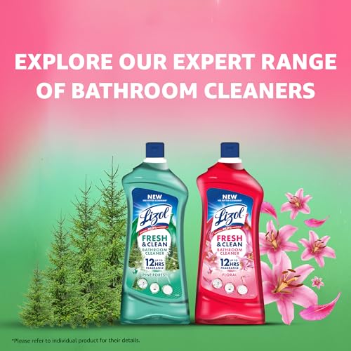 Image of Lizol Fresh & Clean Bathroom Cleaner | Pine | 1L | 10X Better Cleaning | Upto 12Hrs Fragrance| Multi Surface Clean Floors, Basin, Tiles