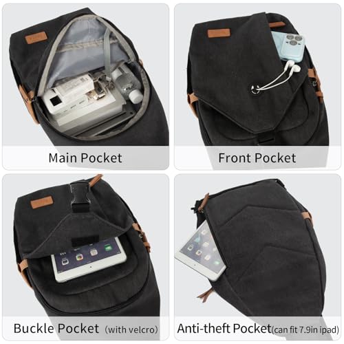 Sling Bag for Men, Large Crossbody Bag Men with Anti Theft Tunnel Lock Zipper Canvas Sling Backpack for Travel Hiking4