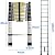ZanGe 12.5FT Stainless Steel Telescopic Ladder, Multi-Purpose Protable Folding Extension Ladder with Locking Mechanism, Collapsible Extendable Compact Heavy Duty Telescoping Ladder, Non-Slip Feet