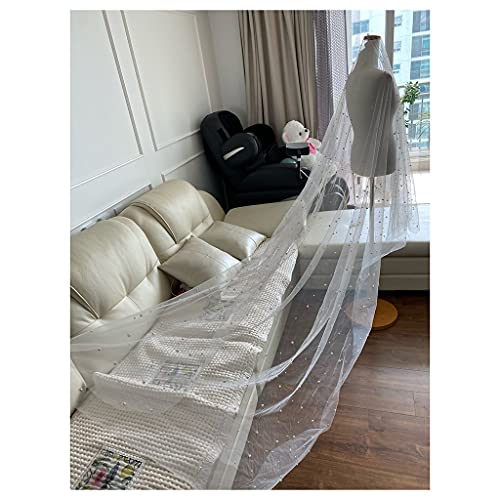 YYOBK Ts Lange Einschichtige Spitzenband Perle Dekoration Hochzeit Brautschleier Schleier, Hochzeitszubehör (DREI Farben Optional) (Color : Champagne, Size : 200cm) Cover