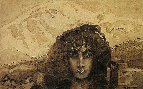 Affiche toile Tête de démon Mikhaïl Vroubel art portrait décoration murale 60x90