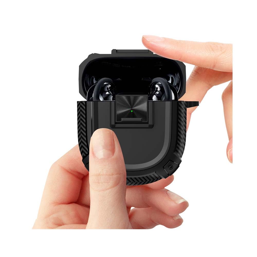 Etui dla Bose QuietComfort Earbuds II, [Shockproof] Wytrzymały TPU Ochronne Etui z Karabinkiem, Pełna Ochrona Ciała, kompatybilny z Bose QuietComfort Earbuds II-Czarny