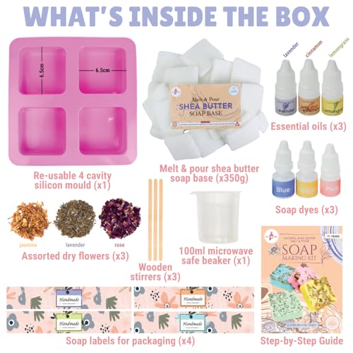 Image of Kalakaram DIY Shea Butter Soap Making Kit | STEM Project & Learning Science Kit | Educational Birthday Gift Kids, Boys & Girls Ages 8-10-12-14 | Creative Gift Idea for Young Scientists.