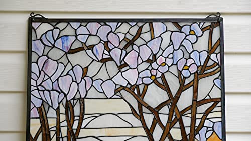 TMI ART PANEL Tiffany Style Stained Glass Window Panel Dawn in Valley. 24 inch x 36 inch (TMM19)