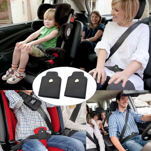 Auto Sicherheitsgurt Versteller, 2 PCS Premium PU Leder Sicherheitsgurt Clip für Fahrzeug Automobile Komfort Universal Schulter Nackenriemen Positionierer für Erwachsene (Schwarz-Snap-Typ)