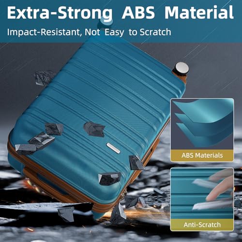 Image of LARVENDER Luggage Sets 6 Piece, Expandable Hardside Carry on Suitcase Set with Spinner Wheels, Lightweight Rolling Luggage Sets for Women with TSA Lock, Blue