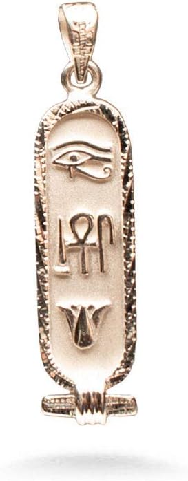 Discoveries Egyptian ImportsHandmade Health, Life and Happiness Cartouche Pendant - Available in 14K Gold, 18K Gold, Gemstone and Sterling Silver - Hieroglyphic Symbols - Made in Egypt