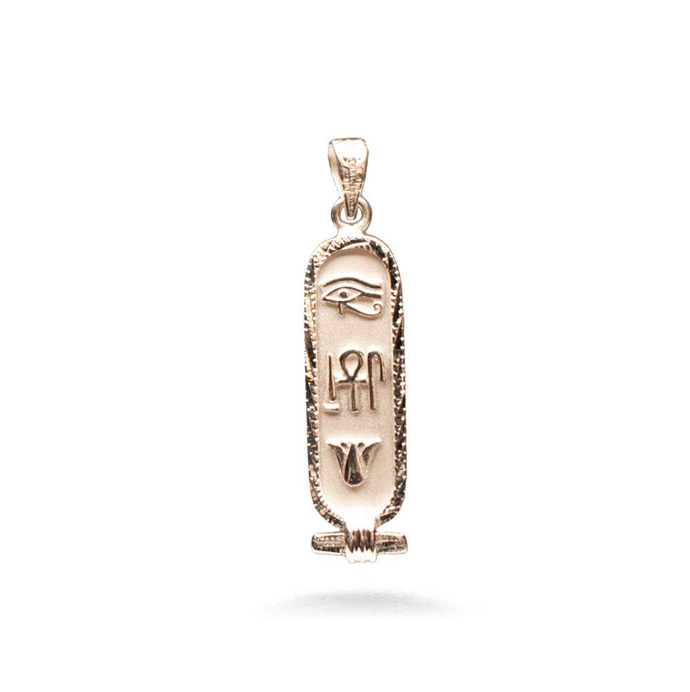 Discoveries Egyptian ImportsHandmade Health, Life and Happiness Cartouche Pendant - Available in 14K Gold, 18K Gold, Gemstone and Sterling Silver - Hieroglyphic Symbols - Made in Egypt